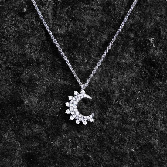 Little Moon Silver Necklace For Women