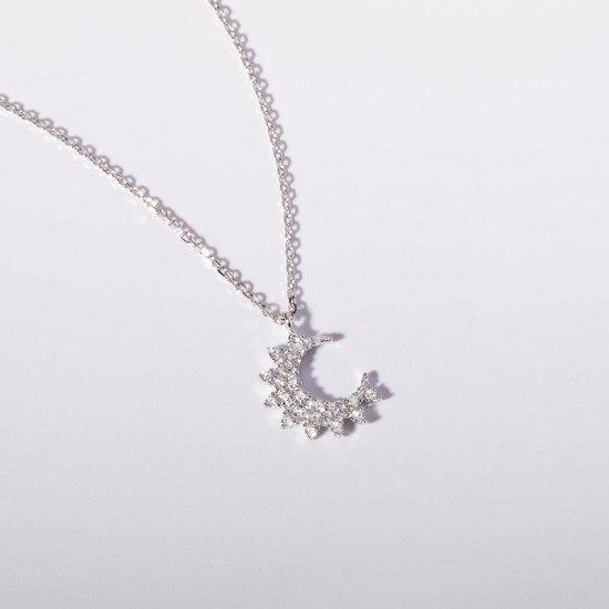 Little Moon Silver Necklace For Women