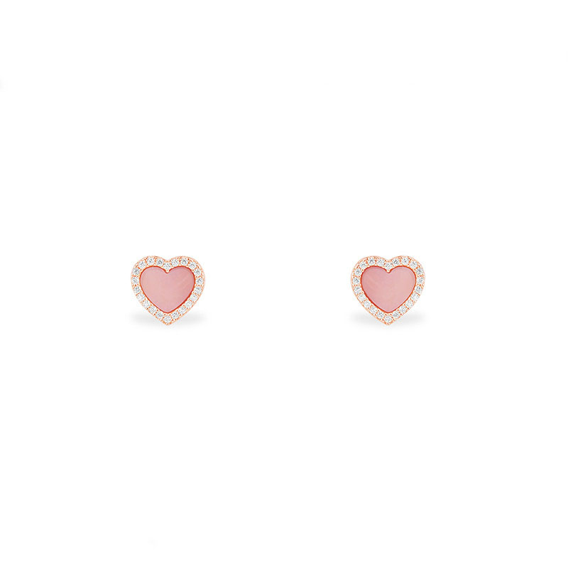 Rose Gold Pink Heart Earring