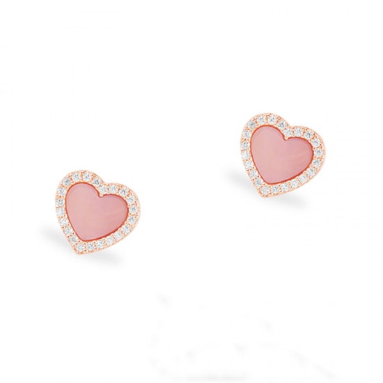 Rose Gold Pink Heart Earring