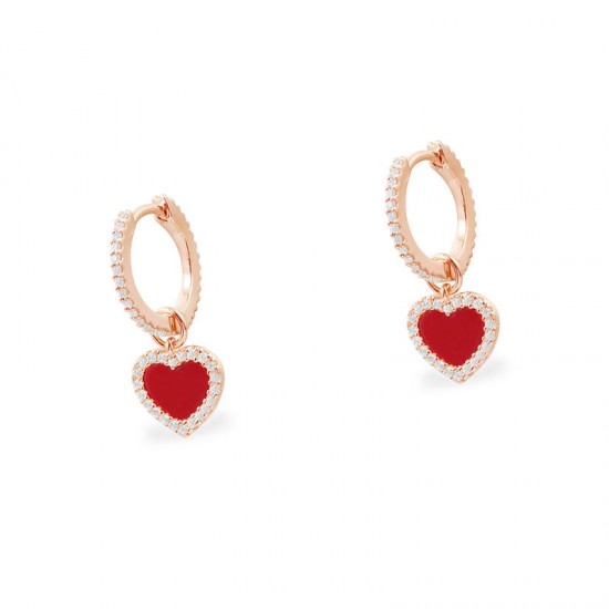 Rose Gold Red Earrings For Womens