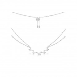 Silver Butterfly Double Clavicle Necklace