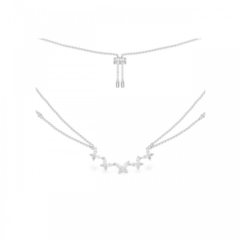 Silver Butterfly Double Clavicle Necklace