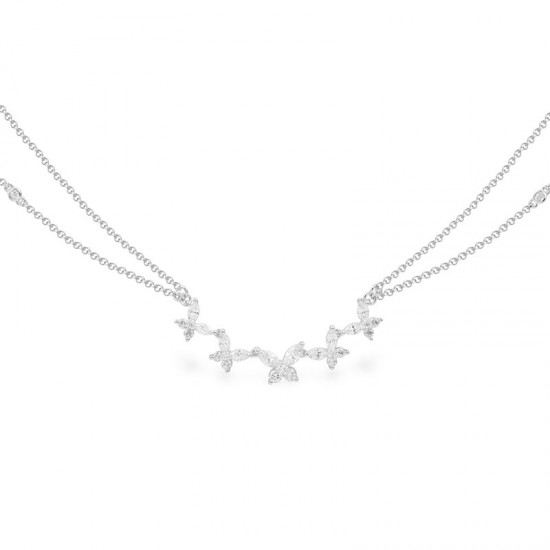 Silver Butterfly Double Clavicle Necklace