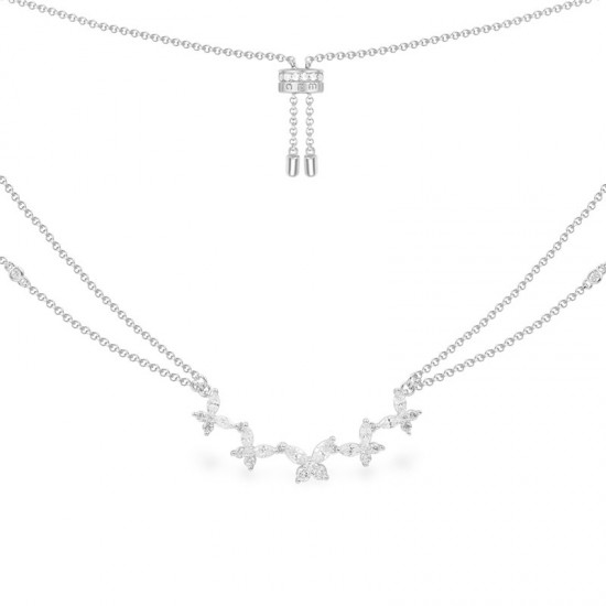 Silver Butterfly Double Clavicle Necklace