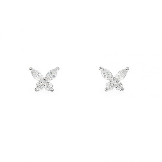 Silver Butterfly Stud Earrings For Women