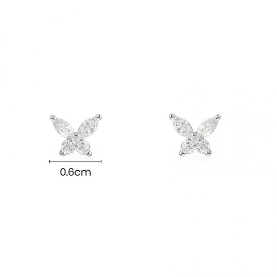 Silver Butterfly Stud Earrings For Women